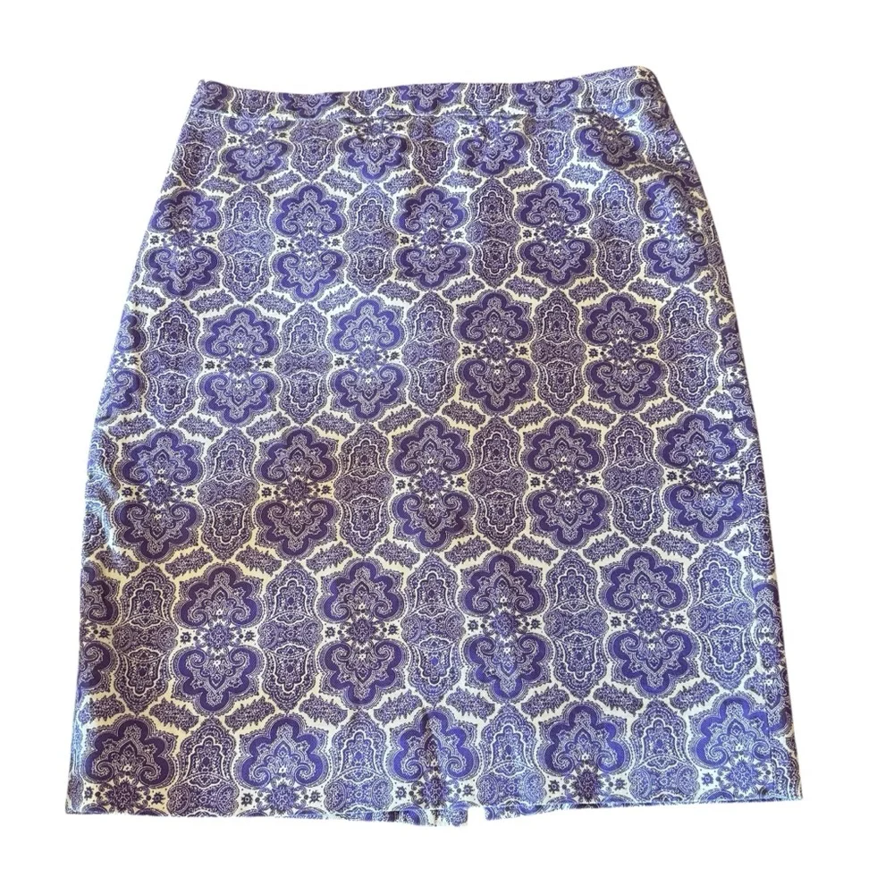 J.Crew No. 2 Pencil Skirt Purple Damask Jacquard Size 2